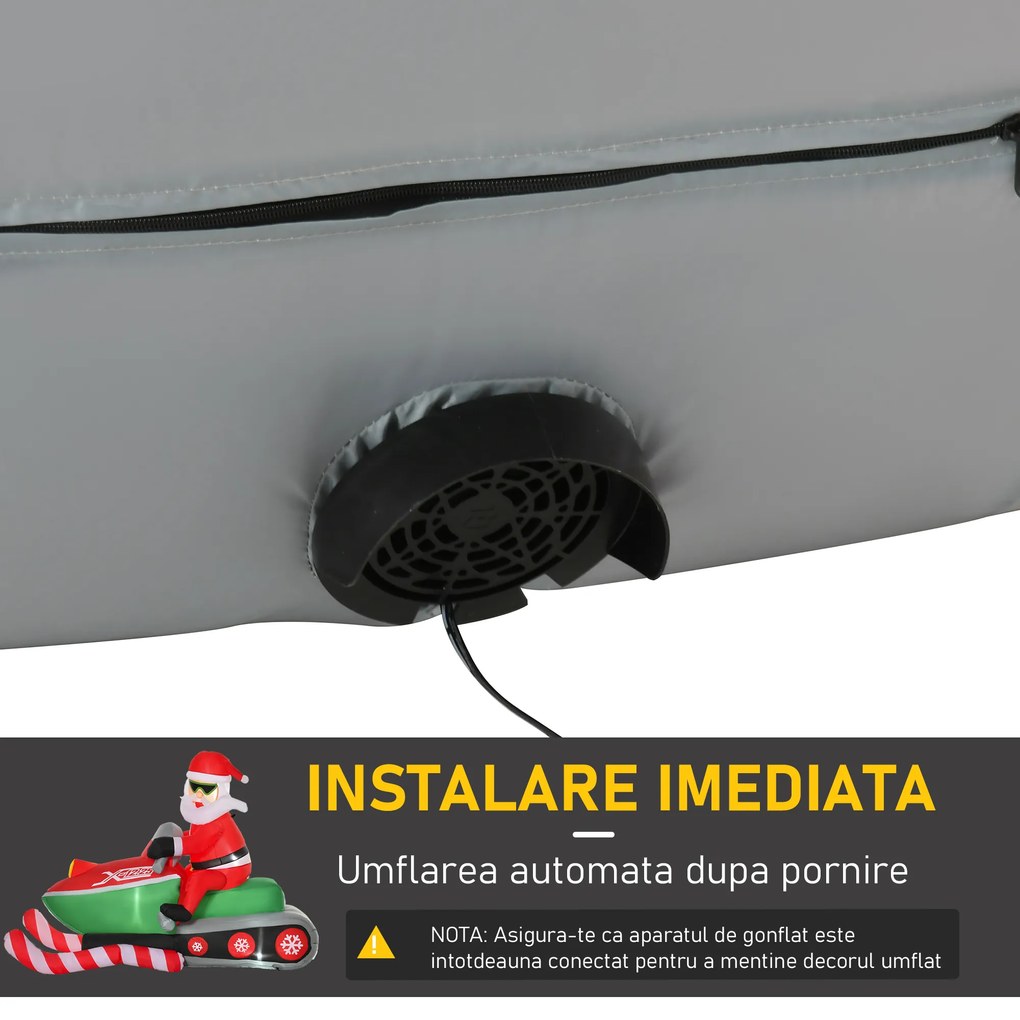 HOMCOM Mos Craciun gonflabil cu Lumini LED Integrate, Ornament de Craciun pentru Exterior, Decoratiune de exterior | Aosom Romania