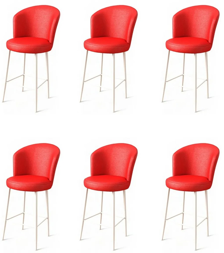Set de scaune de bar Uras Red and White, 6 buc., 6 buc.
