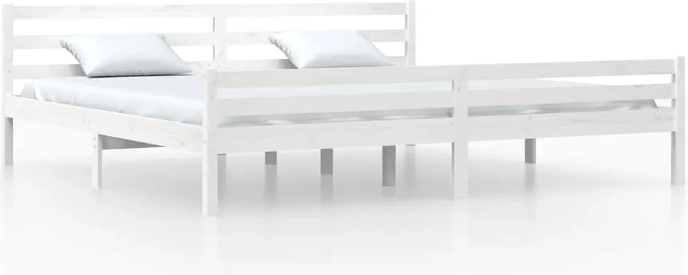 vidaXL Cadru de pat, alb, 200x200 cm, lemn masiv de pin