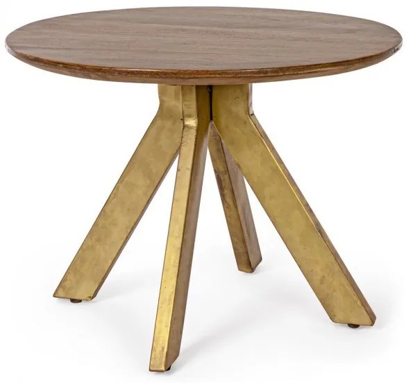 Masuta de cafea maro / aurie, din lemn de mango si metal, Ø 60, Sherman Bizzotto