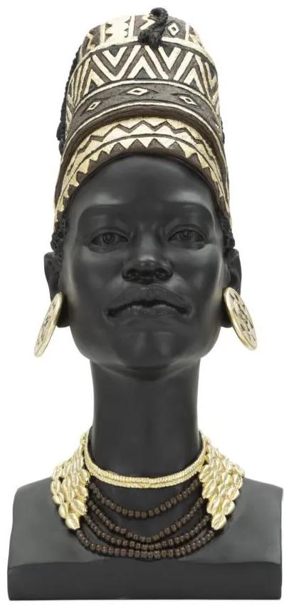 Bust decorativ negru din polirasina, 21,5x27,5x45 cm, Maasai Mauro Ferretti