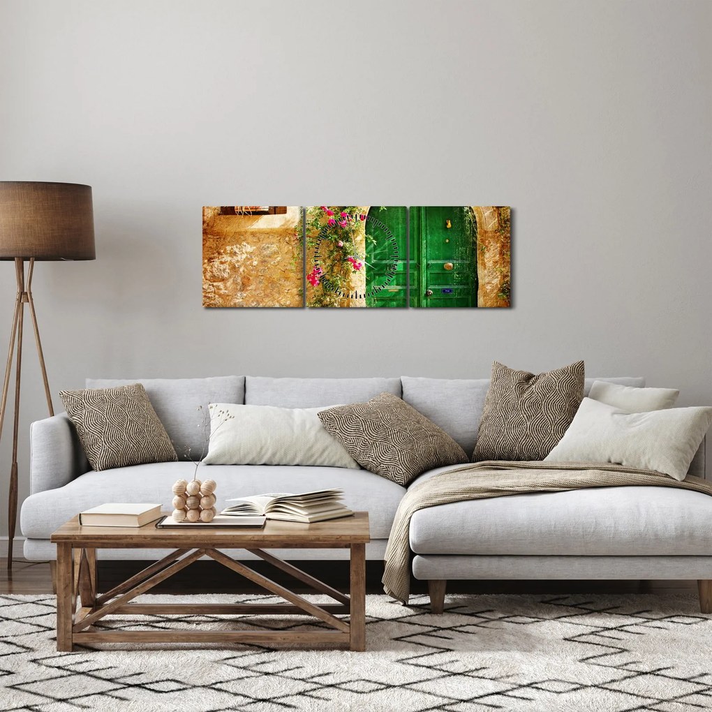 Tablou - Ușă veche (cu ceas) (90x30 cm)