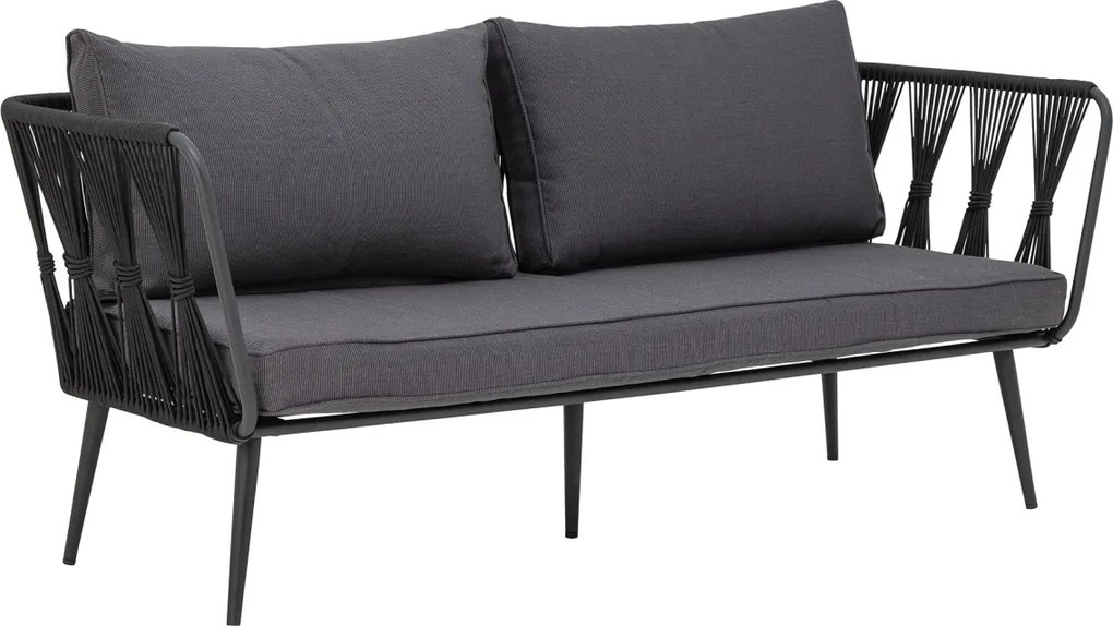 Canapea de exterior, neagra, din metal Pavone