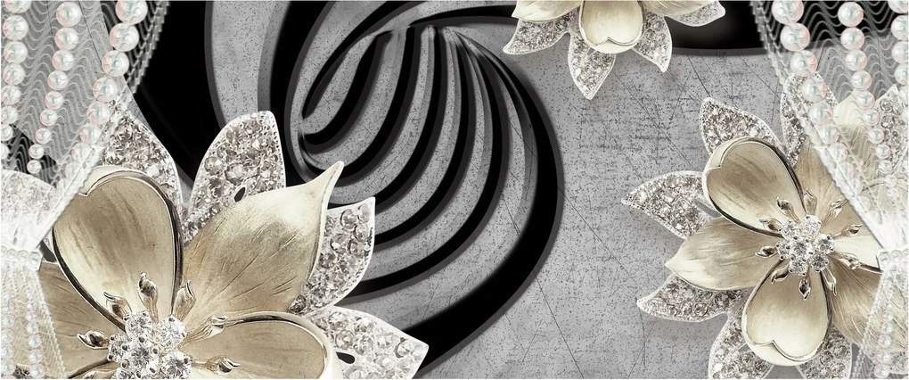 Tablou - 3D Flori aurii (120x50 cm)