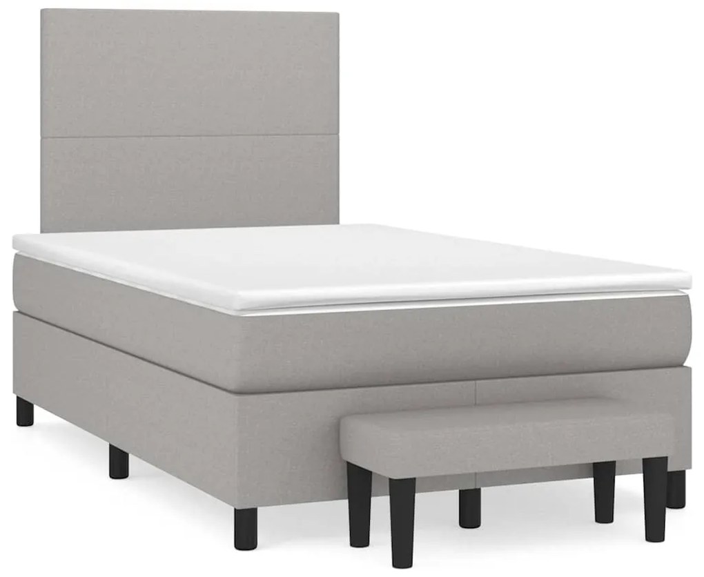 vidaXL Pat box spring cu saltea, gri deschis, 120x190 cm, textil