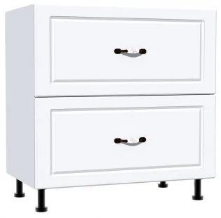 Corp inferior 80 cu 2 sertare metalice pentru greutate Zebra MDF alb drept