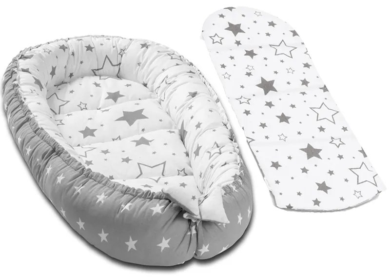 Cosulet dormit bebelusi Kidizi Baby Nest + salteluta impermeabila detasabila Galaxy Grey