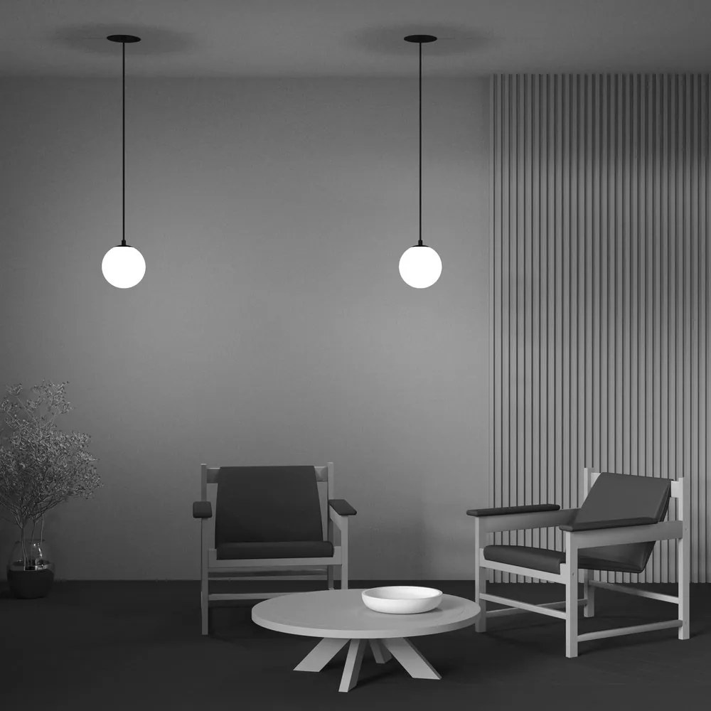 Pendul LED incastrabil design tehnic Luna negru, 3000K
