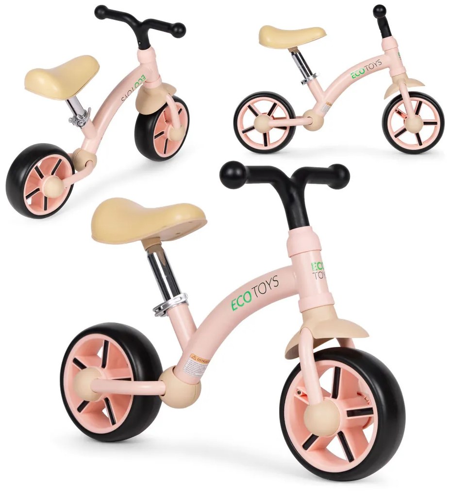 Bicicletă de jogging cu roți EVA și scaun reglabil roz