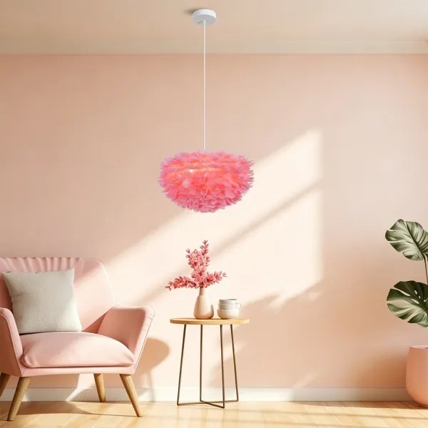 BRILAGI - Lustră suspendată pe cablu FEATHER 3xE27/40W/230V, Ø 50 cm, roz