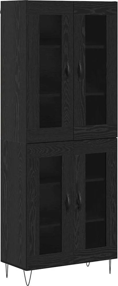 vidaXL Bufet Stejar Negru 69,5 x 34 x 180 cm Lemn compozit