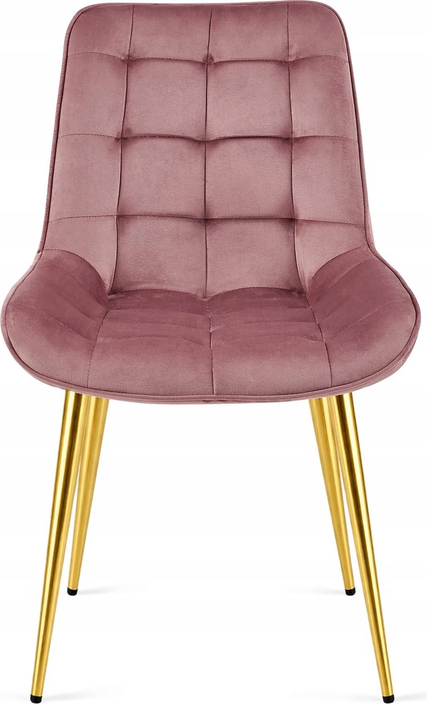 OFERTA Scaun de catifea roz inchis BERA cu picioare aurii II. calitate