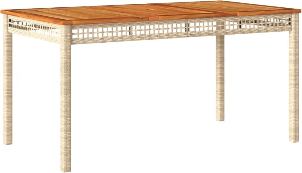 vidaXL Masă de grădină, bej, 140x80x75 cm, poliratan și lemn acacia