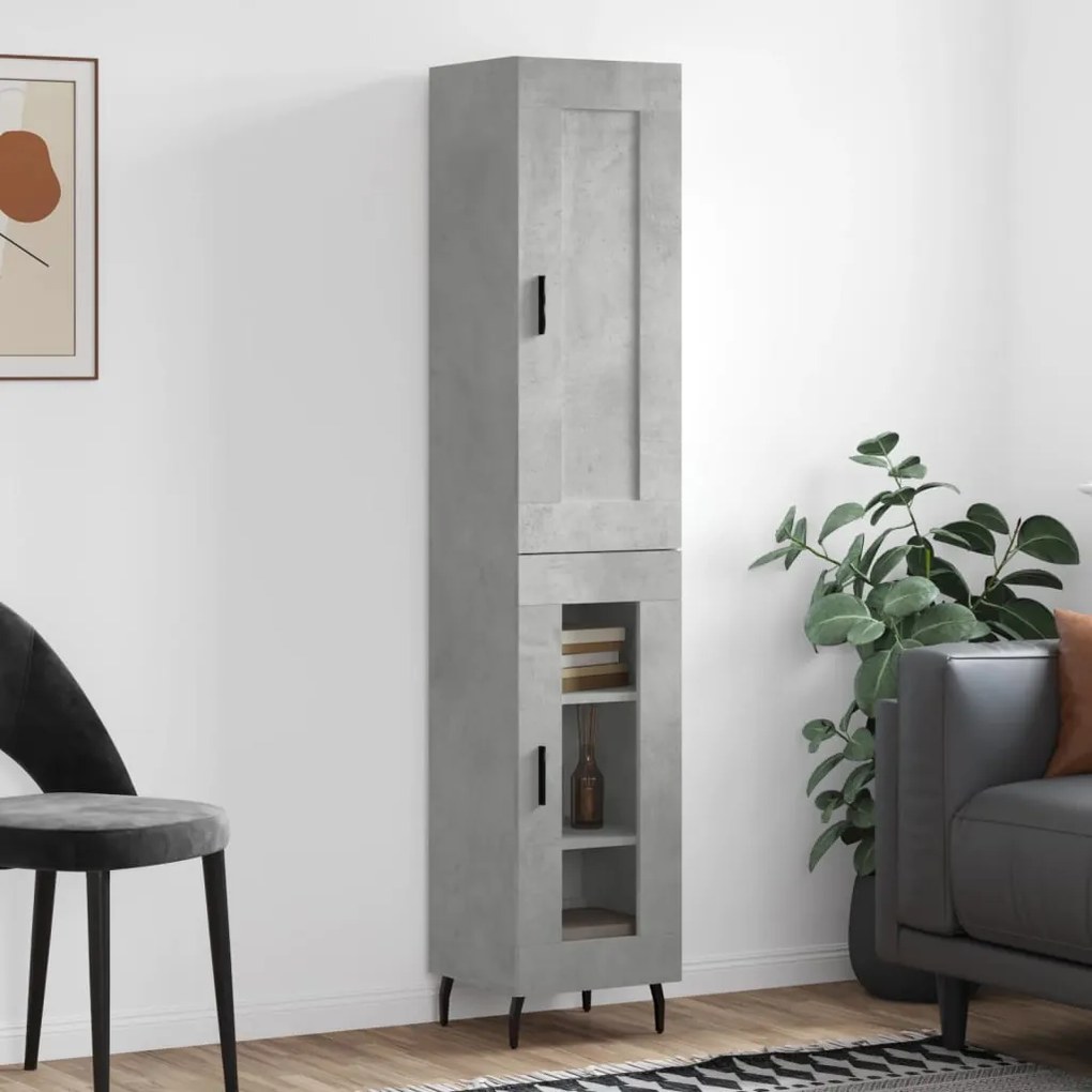 vidaXL Dulap înalt, gri beton, 34,5x34x180 cm, lemn prelucrat