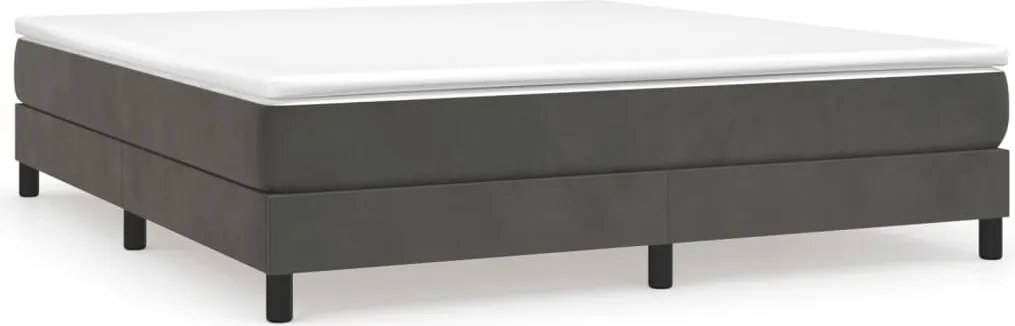 vidaXL Pat box spring cu saltea, gri închis, 160x200 cm, catifea