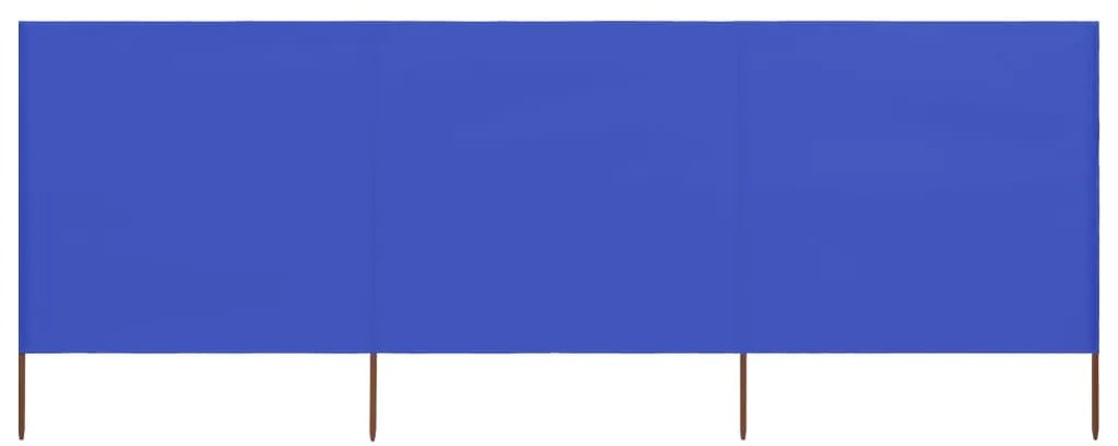 vidaXL Paravan anti-vânt cu 3 panouri, azur, 400 x 80 cm, textil