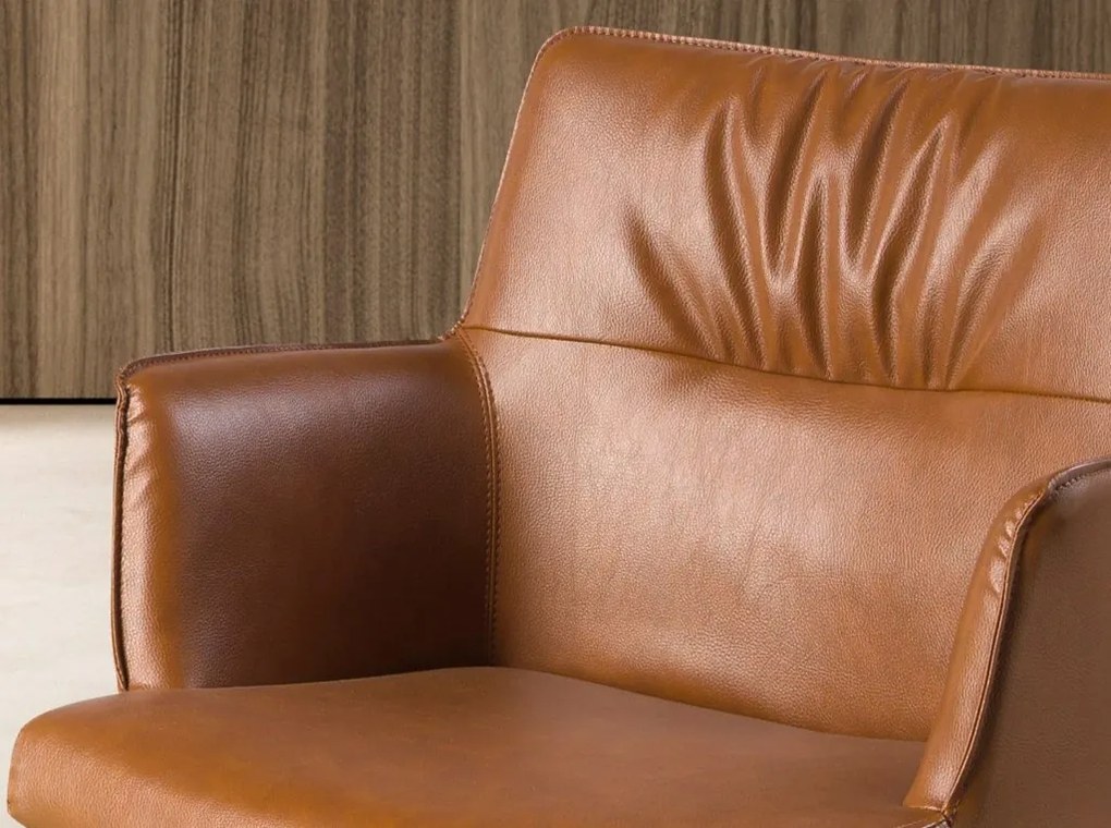 Scaun pivotant design LUX, Piele sintetica, Cognac brown