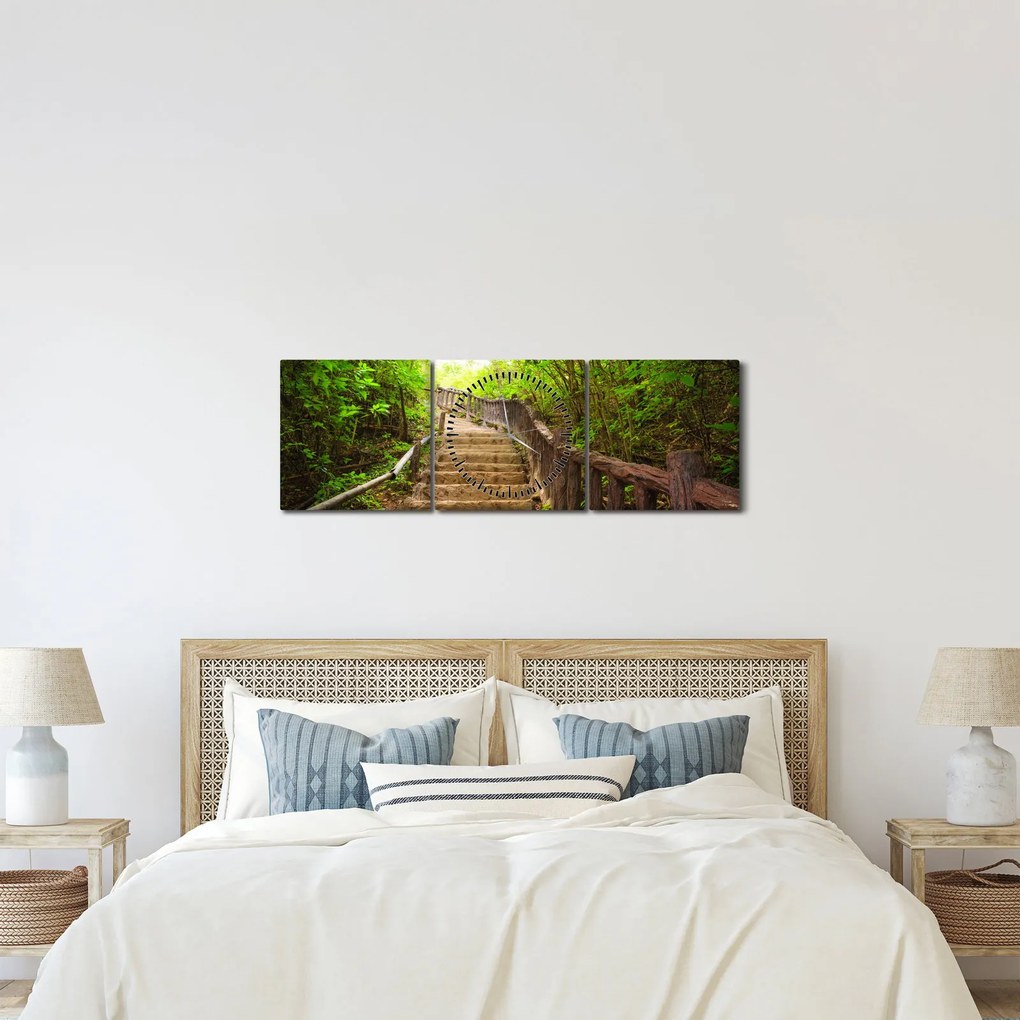 Tablou - Scări în natură (cu ceas) (90x30 cm)