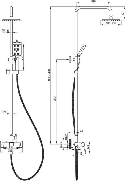 BLUR - Coloana de Duș cu Baterie de Duș, Titan (NQL_D4XM)