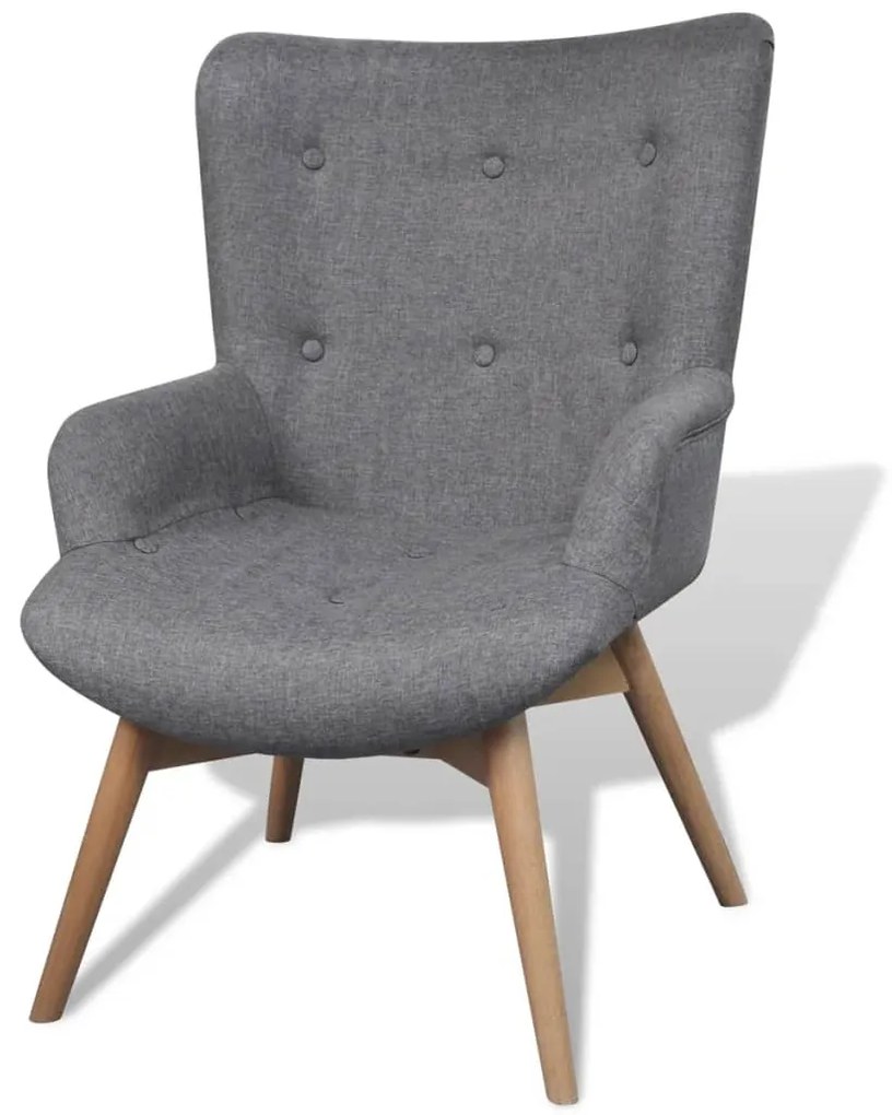 241673 vidaXL Fotoliu cu taburet pentru picioare, material textil, gri