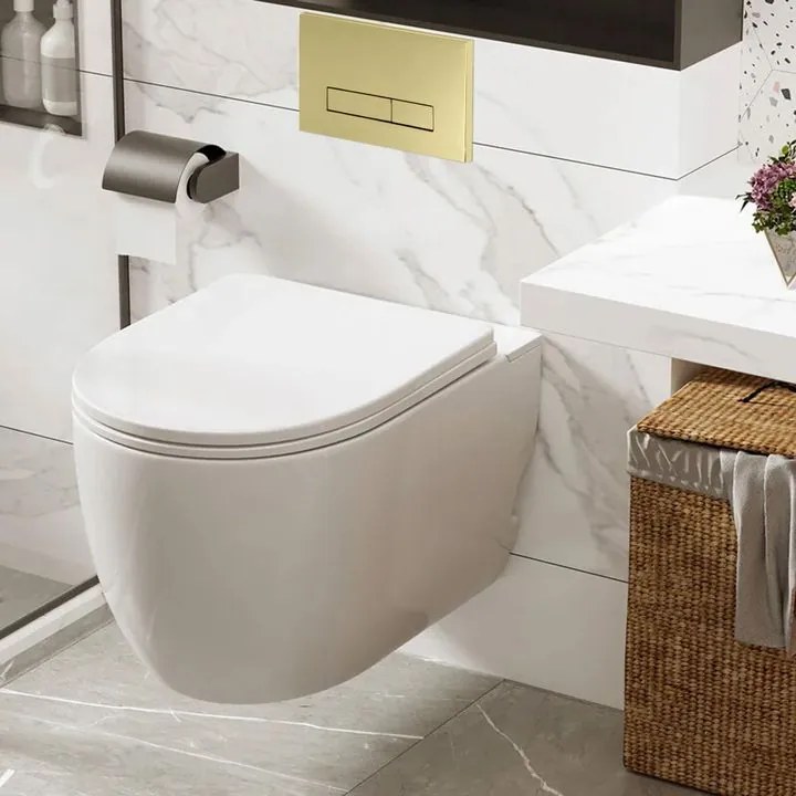 Cadru WC incastrat Rea cu buton H Auriu