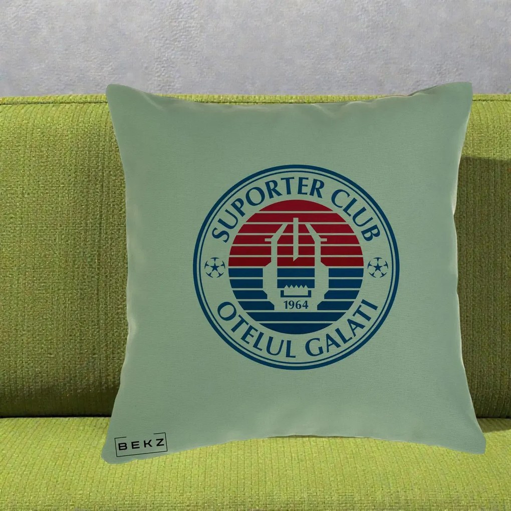 Perna Personalizata Otelul Galati Suporter Club 1964, 40x40 cm, Verde, Husa Detasabila, Perna Inclusa, BEKZ®