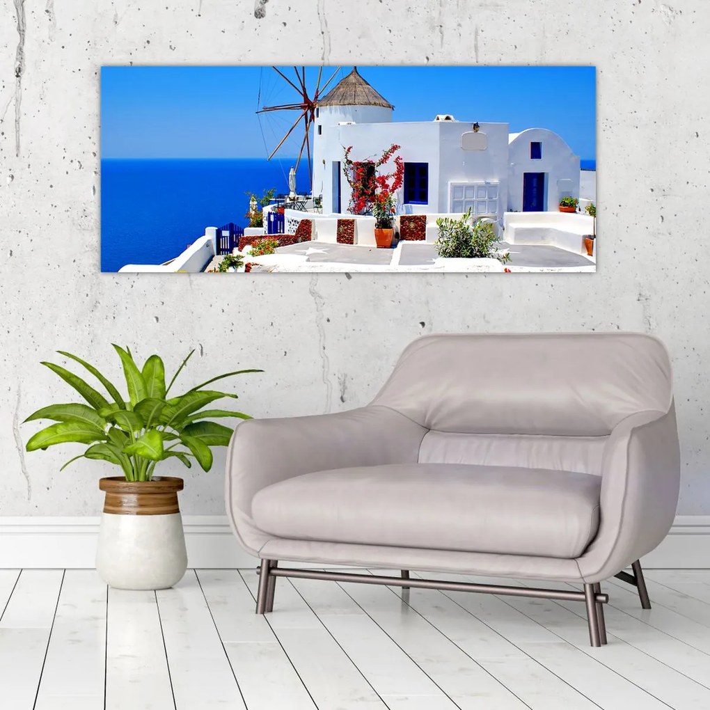 Tablou - Casă mică în Grecia (120x50 cm)