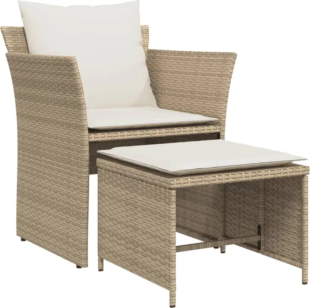 vidaXL Scaun de grădină cu taburet, bej, poliratan