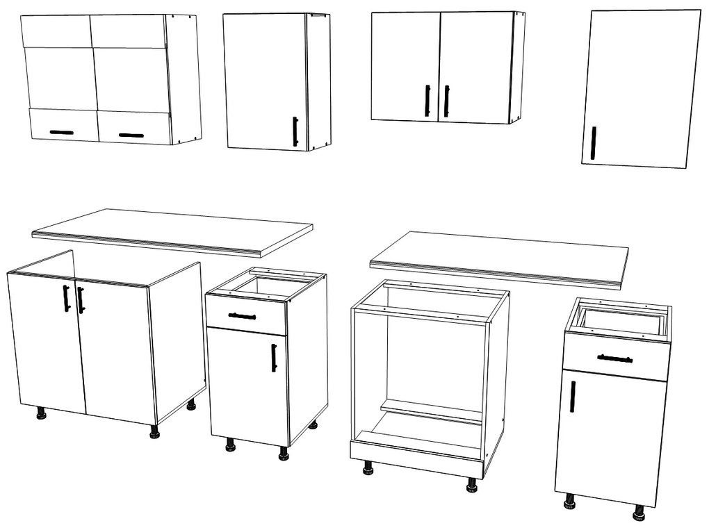 Set haaus V13, Gri Lucios/Alb, MDF, Blat Thermo 28 mm, L 220 cm