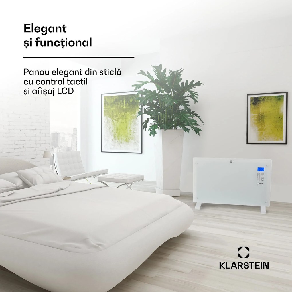 Klarstein Norderney, încălzitor convențional, termostat, temporizator, 2000 W, 30 m², alb