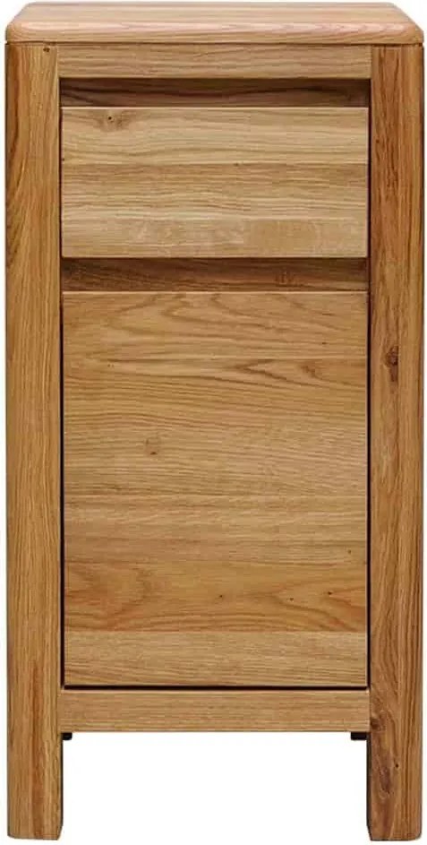 Comodă stejar masiv cu ușă și sertar Dotti, 30 × 60 × 30 cm