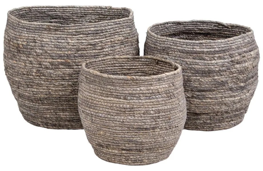 Coșuri Tivoli, frunze de porumb, gri, 3 buc