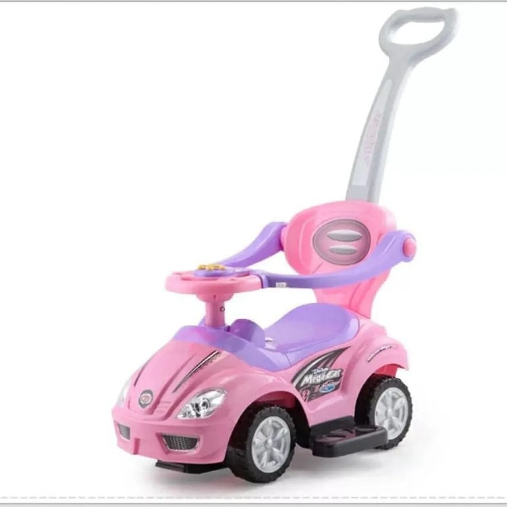 Masinuta copii si bebe Jolly Kids™ Sport Car, cu melodii, maner de impins pentru parinti, bara de protectie, design modern, Roz