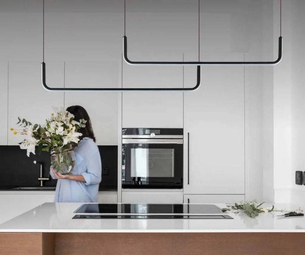 Lustra LED design liniar Eletra negru, L-120cm