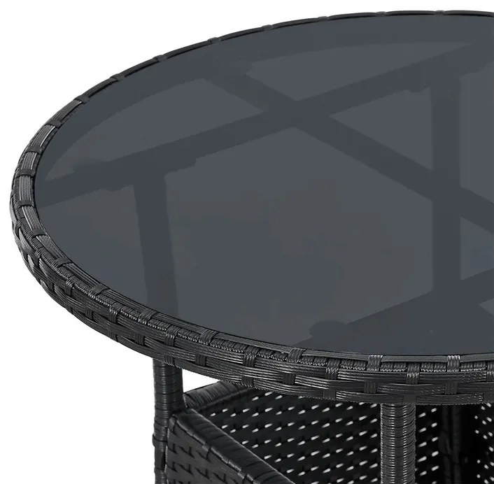 Juskys Masa rotunda Yoro Ø60 cm din ratan - negru