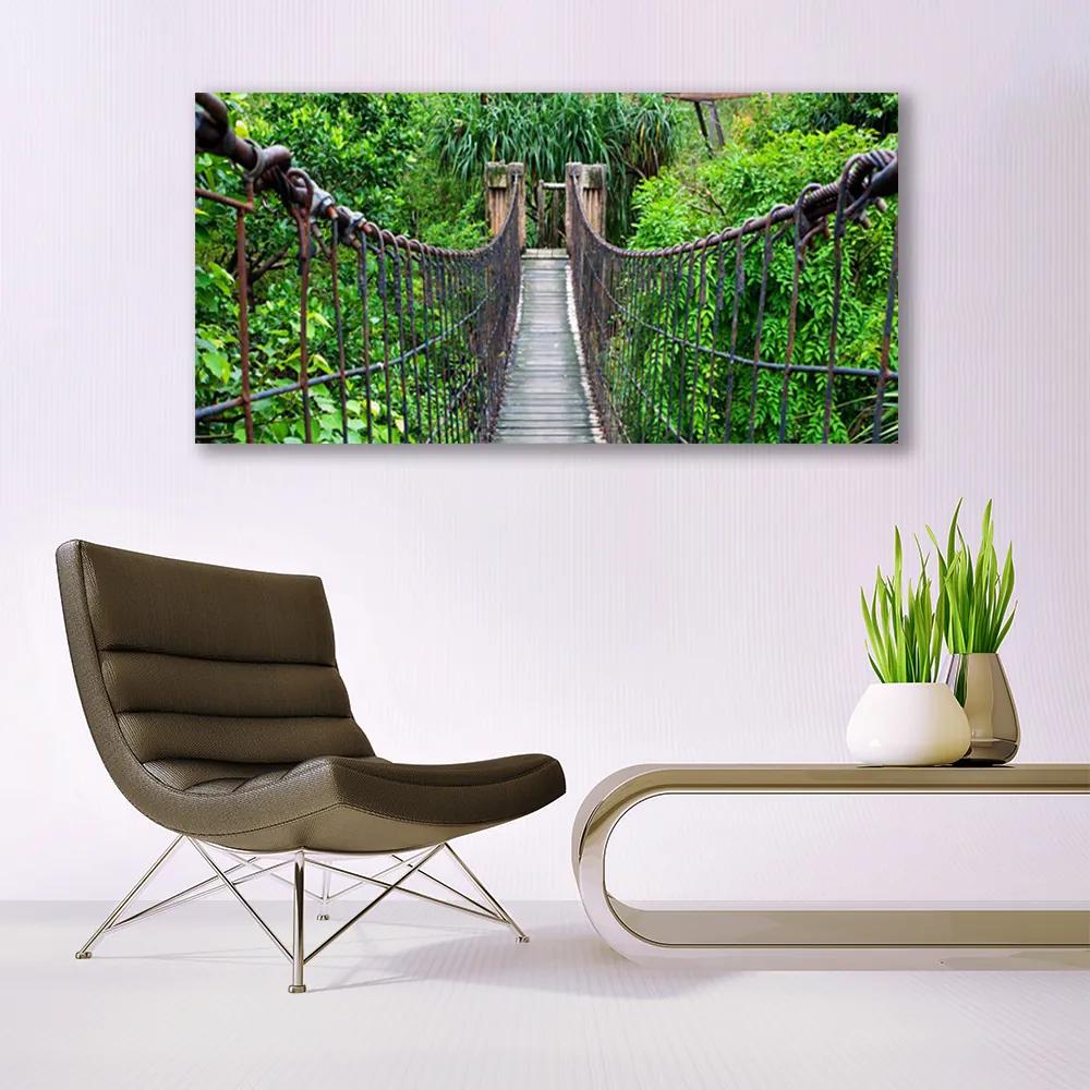 Tablou pe panza canvas Podul Copaci Arhitectura Brun Verde