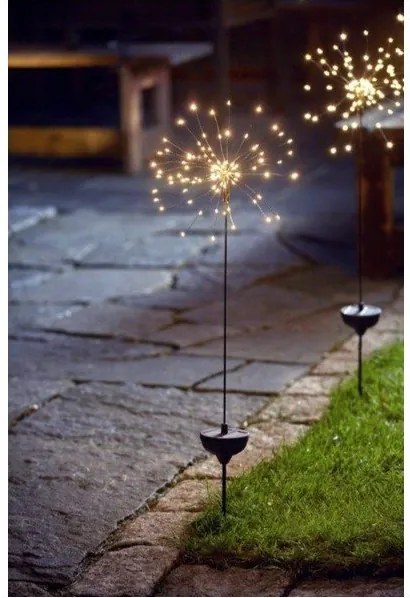Decorațiune solară LED cu diode albe pentru exterior Star Trading Firework, înălțime 100 cm