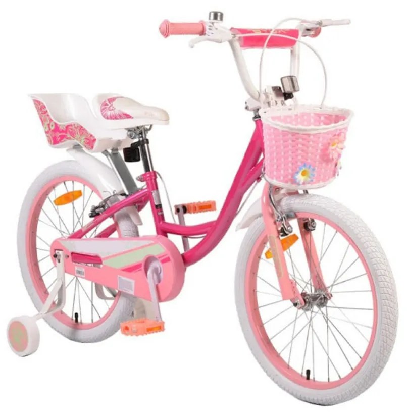 Bicicleta pentru copii NOVOKIDS Fashion Bike, Roti 20" inch, Maxim 40 kg, Cadru din otel, Roti ajutatoare detasabile, Ghidon reglabil pe inaltime, Roz