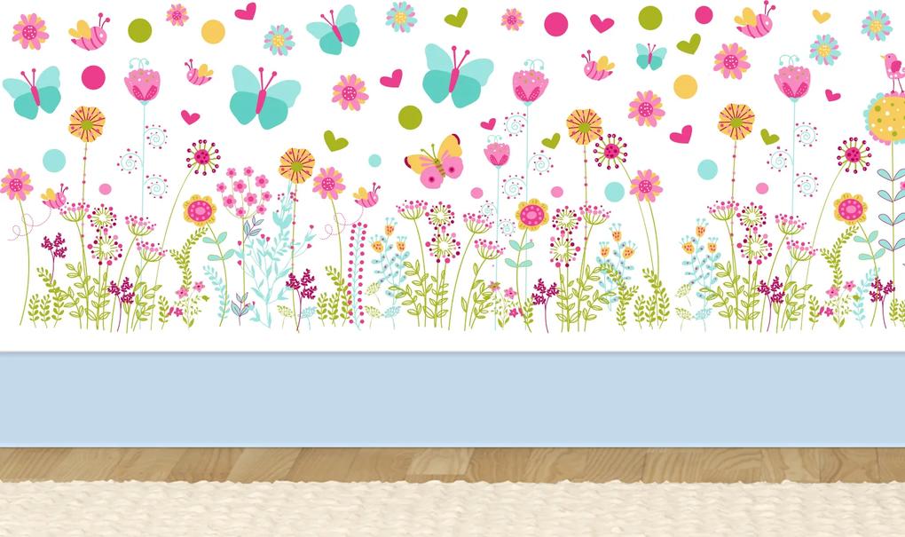 Sticker COLOURFUL BUTTERFLIES AND FLOWERS SKIRTING -  Stickere Decorative BeeStick