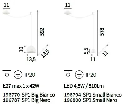 Lustra suspendata design modern TALL SP1 BIG, alb diam.13,5cm 196770