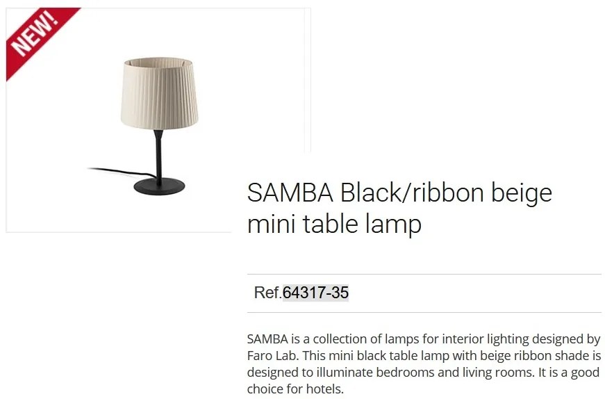 Veioza / Lampa de masa moderna design elegant SAMBA mini negru/bej 64317-35