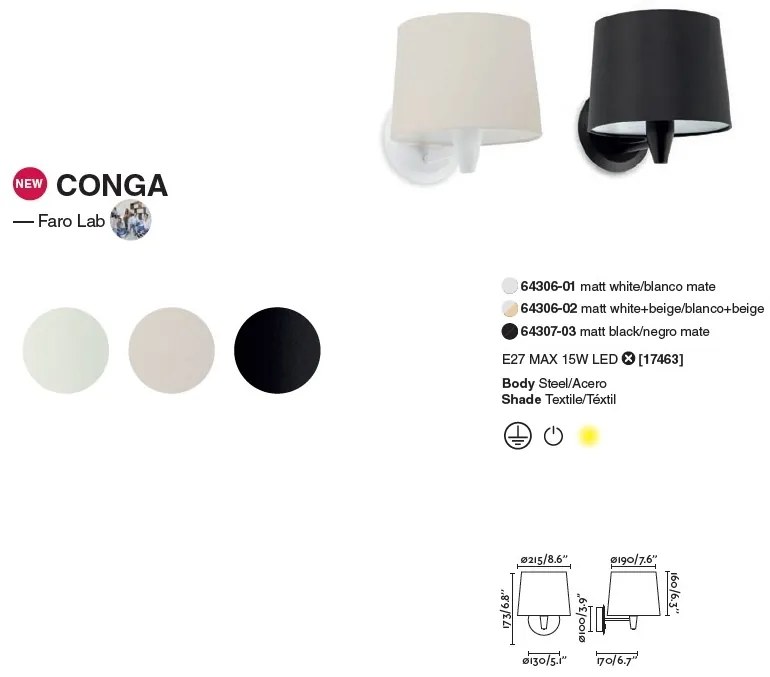 Aplica de perete moderna design elegant CONGA alb/bej 64306-02