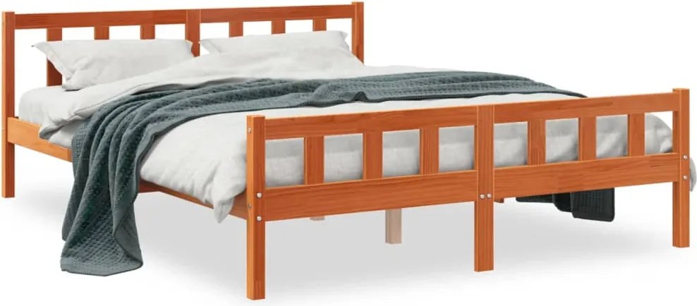 vidaXL Cadru de pat fără saltea, maro ceruit 150x200 cm lemn masiv pin