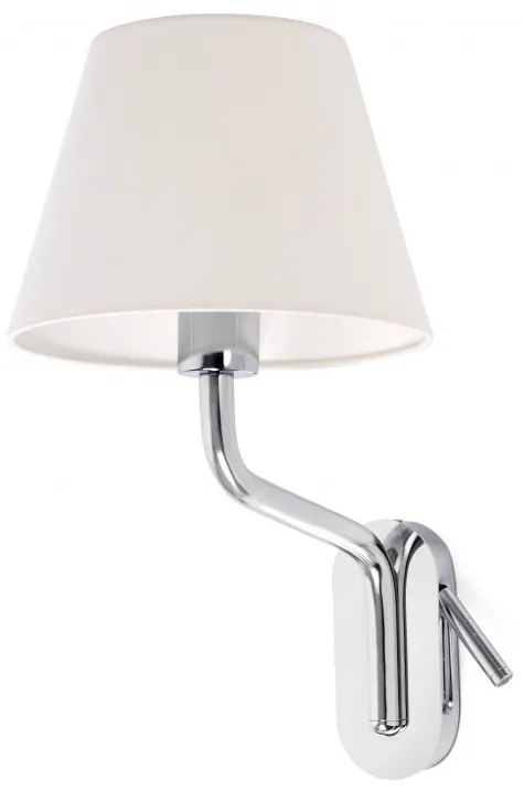 Aplica cu reader LED pe stanga design elegant ETERNA crom/alb