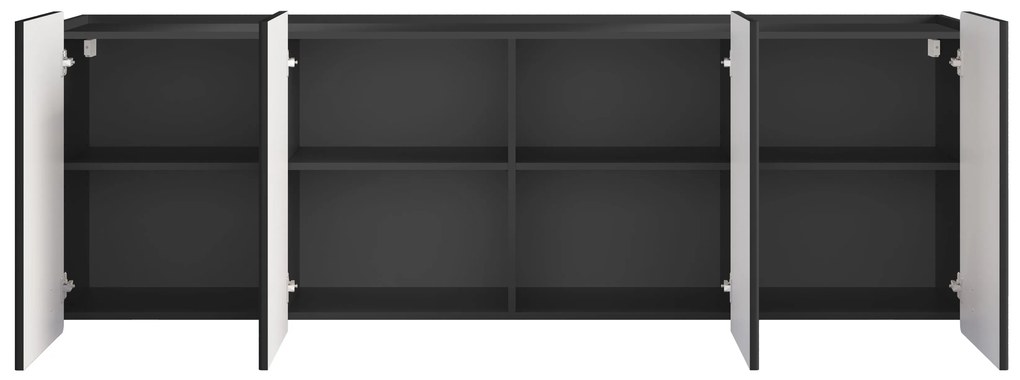 Comodă suspendată cu patru uși Malmi 200 cm - negru mat / negru