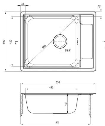 Chiuvetă de bucătărie Deante ZEO_011B SOUL 50x63 cm satin