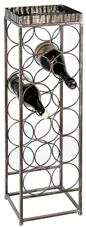 Suport 12 sticle Albany metal, maro auriu, 23x20x78 cm