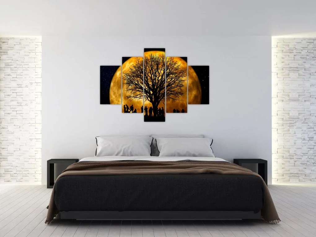 Tablou cu luna și siluete (150x105 cm)
