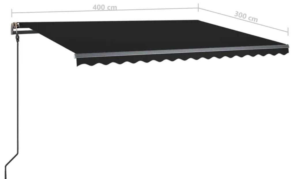 Copertina retractabila automat, cu stalpi, antracit, 4x3 m Antracit, 4 x 3 m