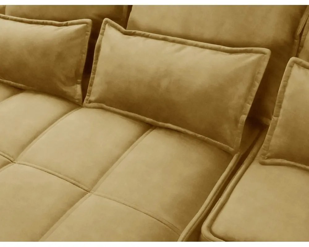 Colțar galben extensibil/cu spațiu de depozitare cu tapițerie din catifea (cu colț pe partea stângă/cu șezlong) Campo – ELTAP